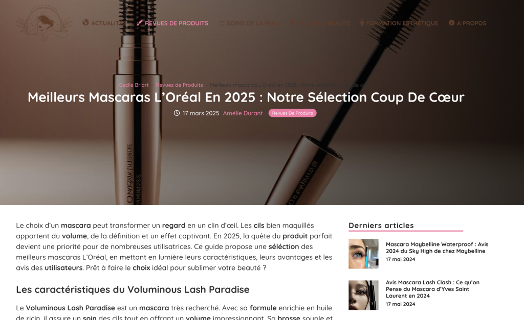 exemple de revue produit détaillé du blog Cécile Briat