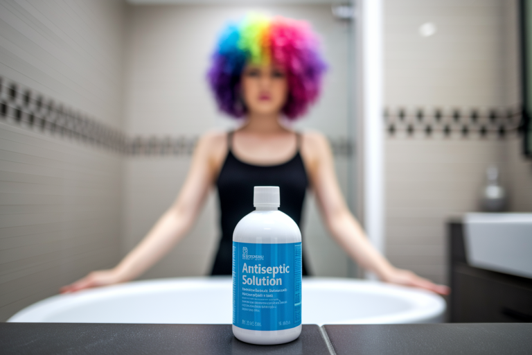 femme-cheveux-colores-bouteille-antiseptique