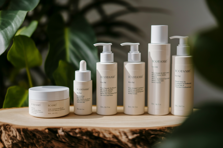 flacons-soins-minimalistes-bois-plantes