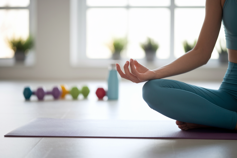 personne-yoga-tapis-lumineuse-plantes