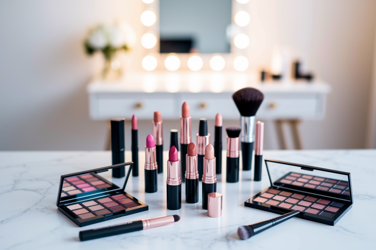 maquillage-rouges-levres-palettes-pinceaux-marbre