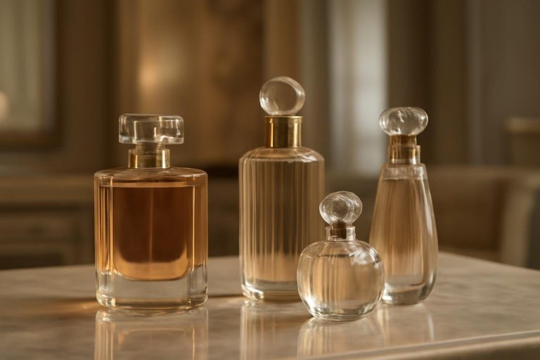 flacons-parfum-elegants-meuble-marbre