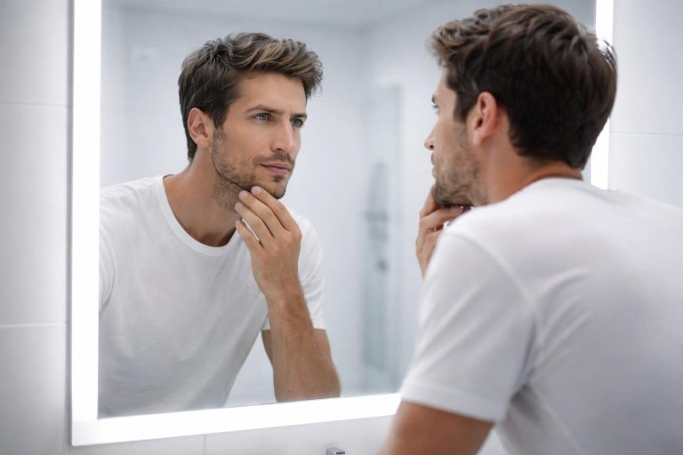 personne-profil-miroir-salle-bain