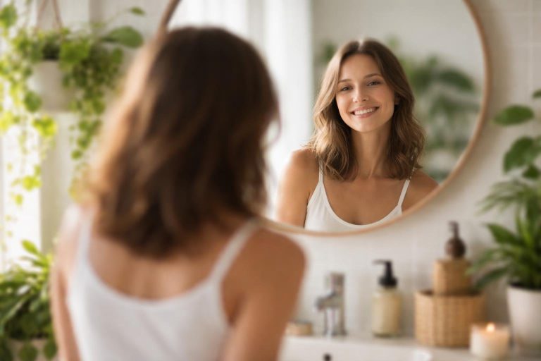 portrait-flou-miroir-salle-bain